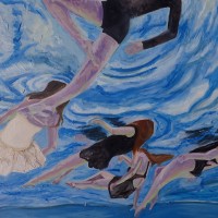 Back Float Ballet (2015) 18" x 24" Oil on Textured Panel