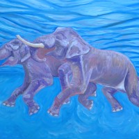 Partner Swim (2015) • 18" x 24" • Oil on Panel • $475