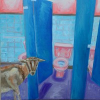 "We're Out of Toilet Paper Over Here." Amtrack Station, La Crosse (2016)• 12" x 12" • Oil on Canvas • $150