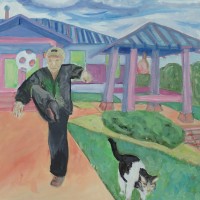 Shoken and Wolfie : Ryumonji Family Weekend (2016)• 12" x 12" • Oil on Canvas • SOLD